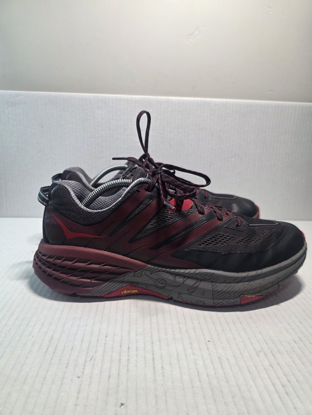 HOKA ONE ONE Speedgoat 3 Mens 11.5 Trail Running Shoes Gray / Dark Red